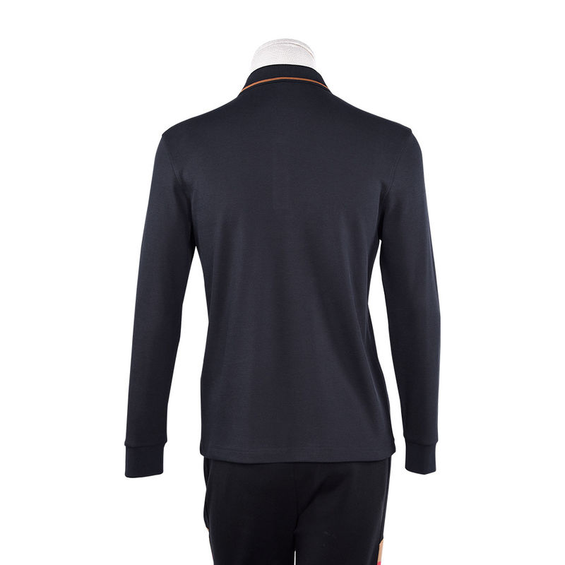 Πράσινη εκτύπωση Προσαρμοσμένο λογότυπο Αντι-Pilling βαμβάκι μακρύ μανίκι Polo Shirt για τις επιχειρήσεις