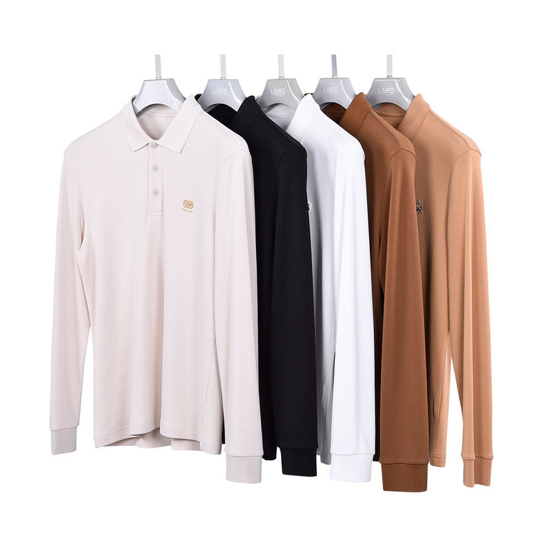 Βαμβακερό μακρύ μανίκια ανδρικό Polo Shirt αναπνευστική φθινοπωρινό χρώμα μπλοκ στολή με Custom Logo