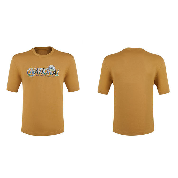 Τ-Shirt μικρού μήκους για άνδρες με απλή πλεκτή εκτύπωση σε παλτό