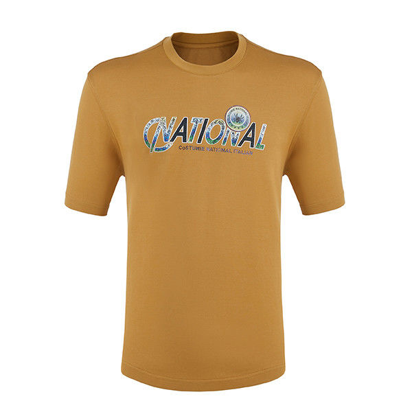 Τ-Shirt μικρού μήκους για άνδρες με απλή πλεκτή εκτύπωση σε παλτό