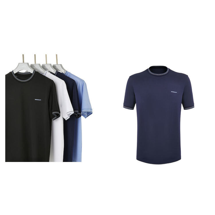 Τ-Shirt με στρογγυλό κολάρο για άνδρες με βαμβακερό βαρύ βάρος και πλεκτό ύφασμα