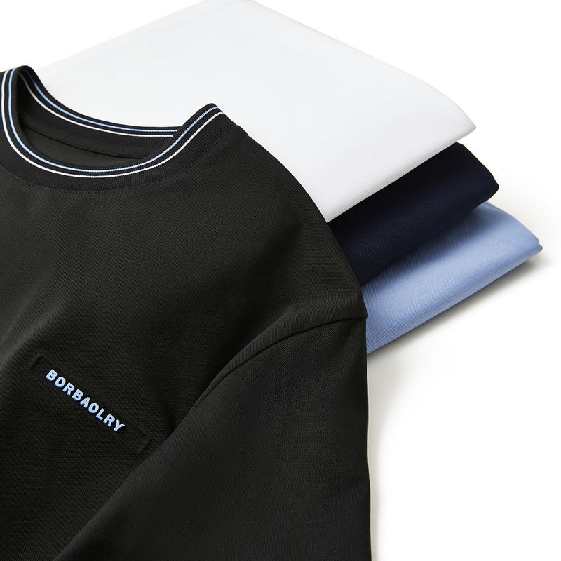 Τ-Shirt με στρογγυλό κολάρο για άνδρες με βαμβακερό βαρύ βάρος και πλεκτό ύφασμα