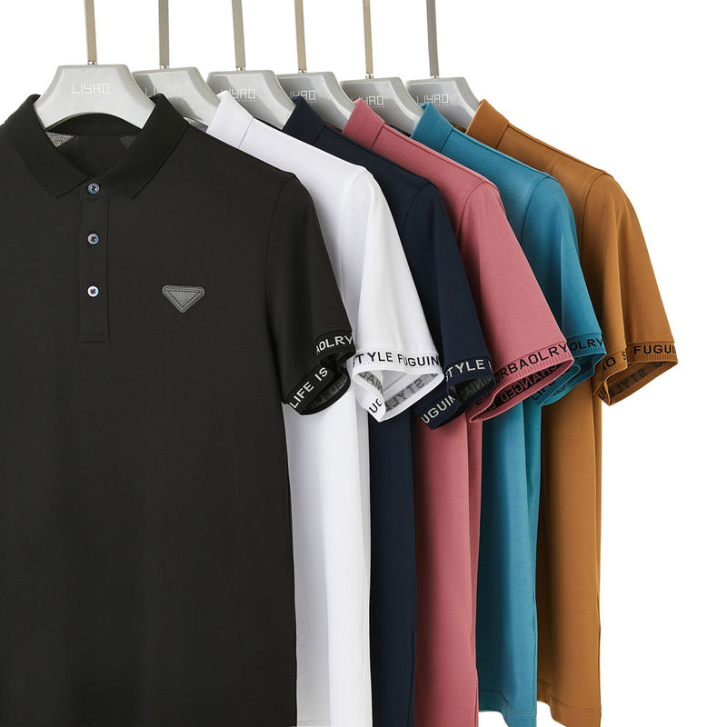 Πολό μπλουζάκι Logo Custom Short Sleeve Μαύρο και λευκό Προσαρμοσμένο χρώμα Polo T Shirts Άνδρες