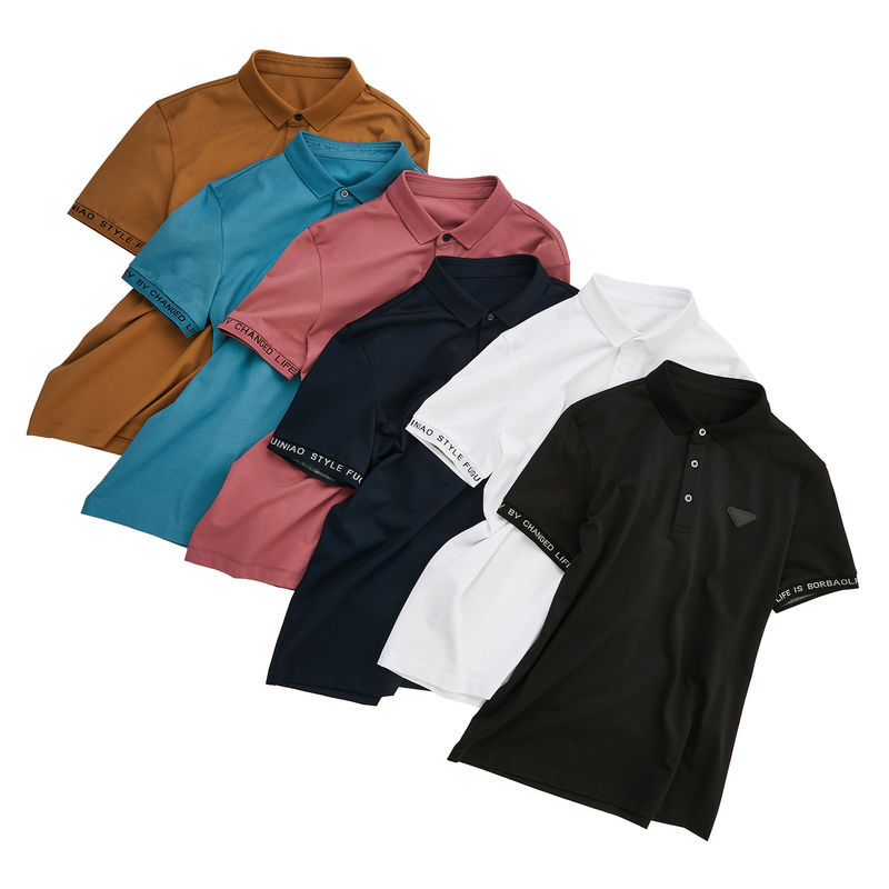 Πολό μπλουζάκι Logo Custom Short Sleeve Μαύρο και λευκό Προσαρμοσμένο χρώμα Polo T Shirts Άνδρες