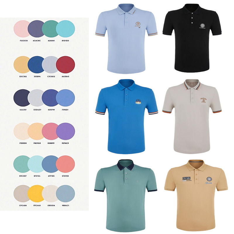 Πολό μπλουζάκι Logo Custom Short Sleeve Μαύρο και λευκό Προσαρμοσμένο χρώμα Polo T Shirts Άνδρες