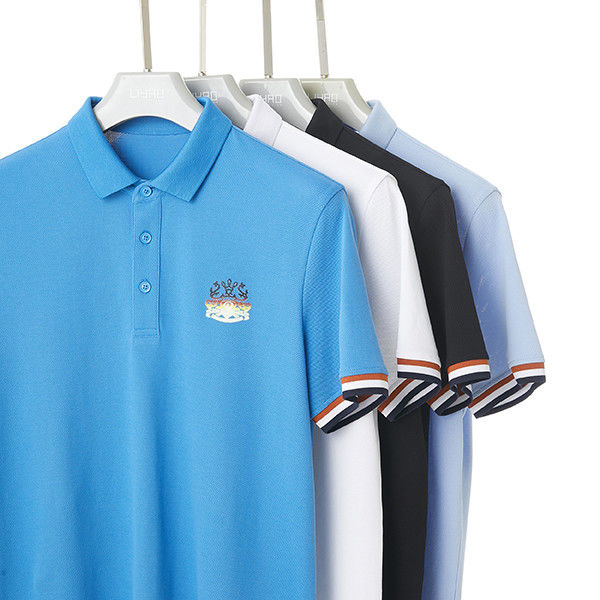 Ανδρικά λευκά μπλε και μαύρο Custom Polo Shirt Plain Golf T-Shirts με προσαρμογή