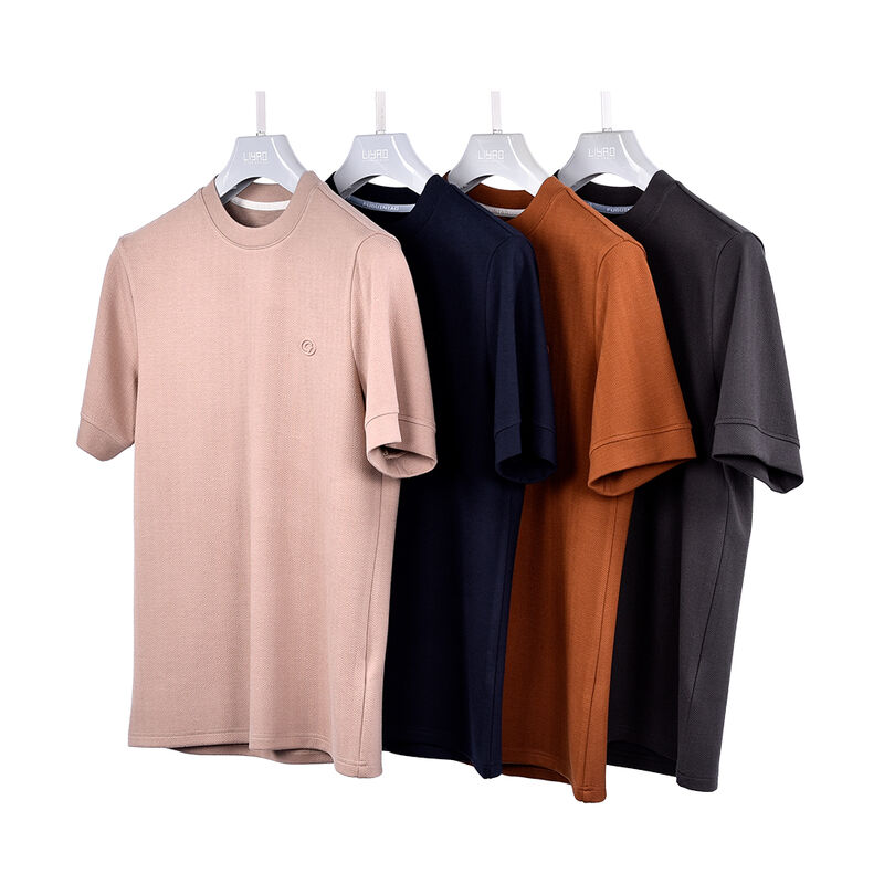 Πλειστηριασμός Custom Logo Label Design Γρήγορη ξήρανση Αναπνευστική Αντι ρυτίδες Plain T-shirts υψηλής ποιότητας Mock Neck για άνδρες κενό