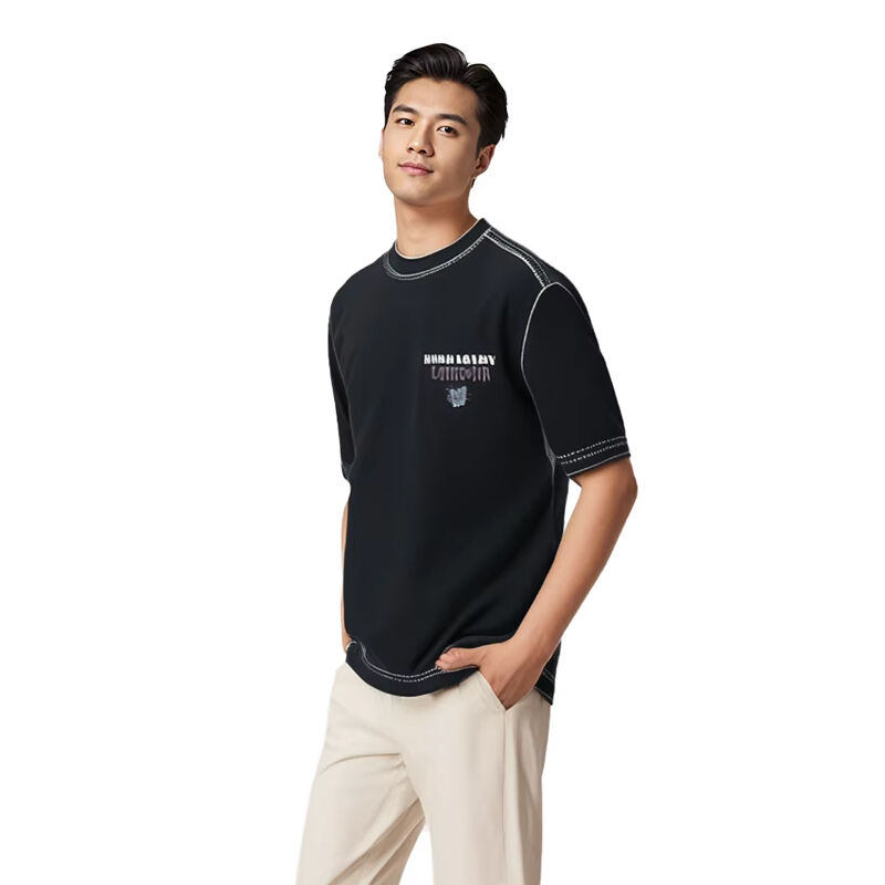 Ανταγωνιστική Τιμή Προσαρμοσμένο Λογότυπο Βαριάς Ποιότητας Oversize T-Shirt 100% Βαμβάκι Μαύρο T-Shirt με Στρογγυλή Λαιμόκοψη για Άνδρες