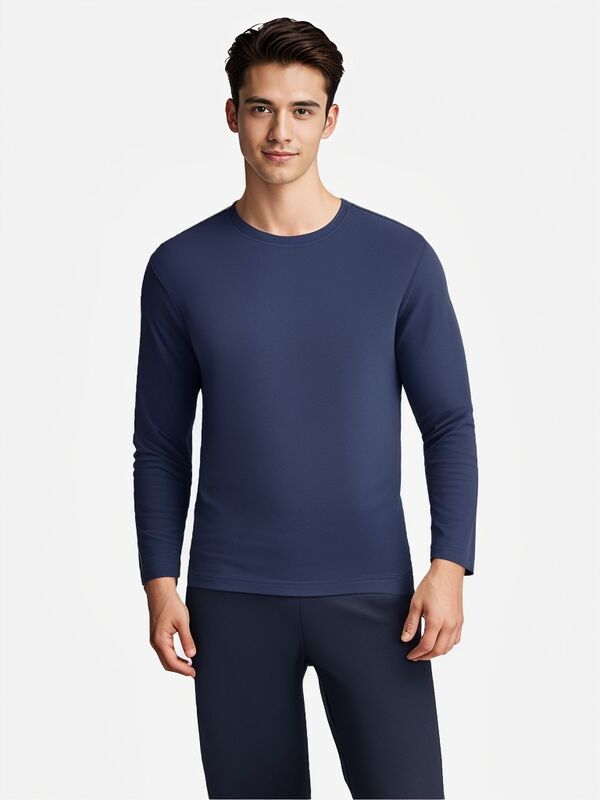 Εύκολο αναπνευστικό μπλουζάκι O- Neck Male Long Sleeve Top Custom logo Εκτύπωση απλό χρώμα μπλουζάκι