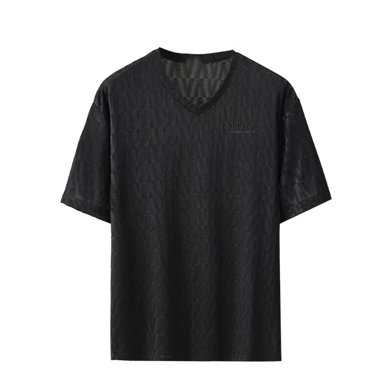 2025 Καλοκαιρινό Ανδρικό Πουκάμισο T-shirt από Μετάξι Πάγου με Καρό Κοντό Μανίκι Κομψό Πολυτελές Casual Πουκάμισο Μισό Μανίκι Χαλαρή Εφαρμογή Πλεκτό Νέο