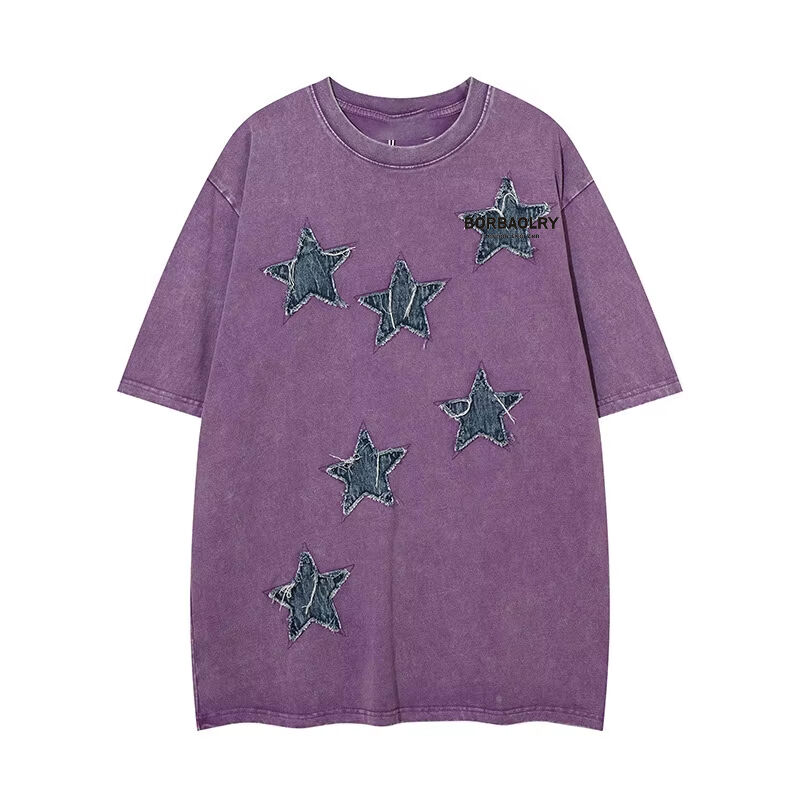 Προσαρμοσμένη υψηλής ποιότητας ρούχα δρόμου Παντοδύναμη μπλούζα λαιμού Εφαρμοσμένα μπαλώματα Βραβευμένα βίντεζ μπλούζα