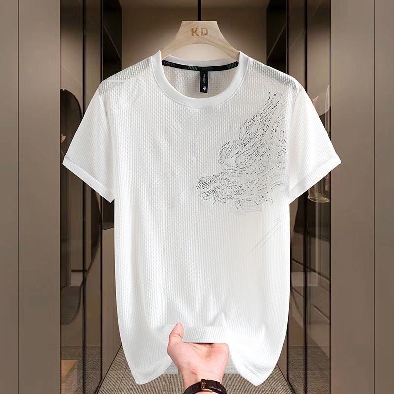 Φαρμακευτικά πλέγματα Κρεουνεκ ανδρικά αναπνευστικά μικρού μανίκου Λογότυπο γκολφ T-shirts