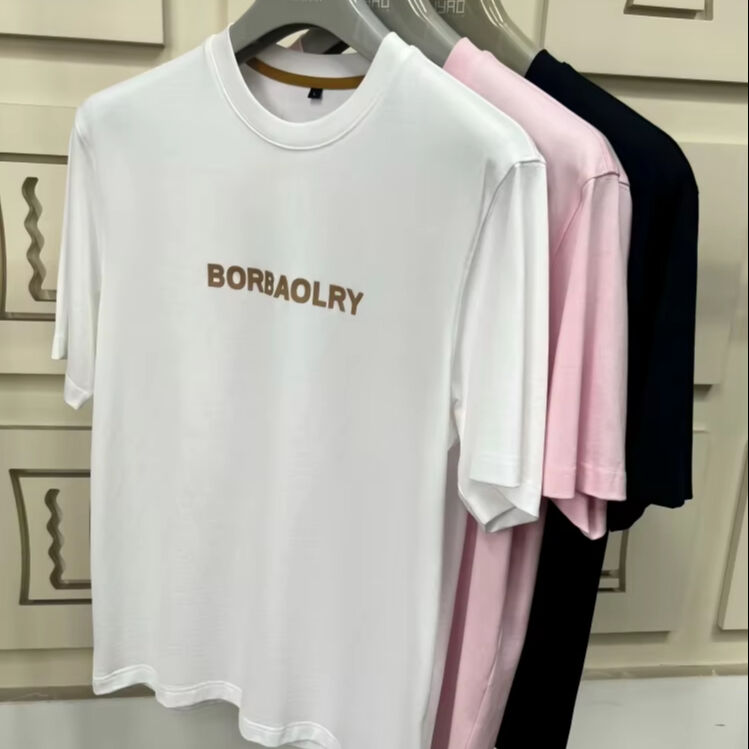 Ανδρικό κοντομάνικο μπλουζάκι κανονικής γραμμής υψηλής ποιότητας με προσαρμοσμένο λογότυπο τυπωμένο με τεχνολογία DTG