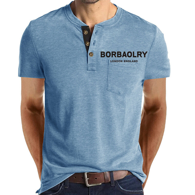 Ζεστή πώληση T-shirts μικρού μανίκου T-shirt βαμβακιού Προσαρμόστε γρήγορα στεγνά 3 κουμπιά T-shirts για άνδρες