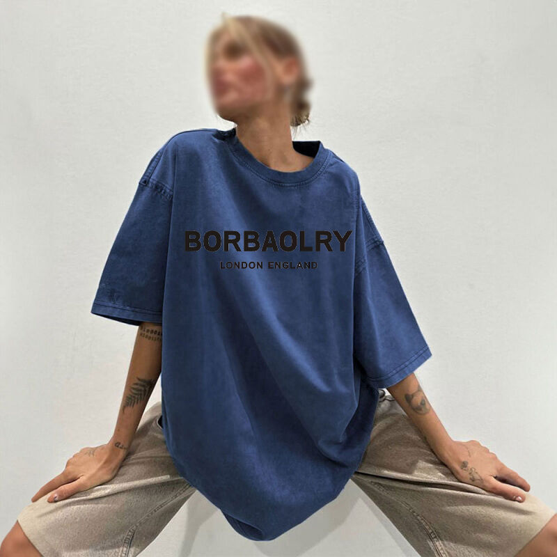 Υψηλής ποιότητας βαμβακερό μπλουζάκι Μεγάλου μεγέθους βιντέιζ με στερεό χρώμα Πλυμένο μπλουζάκι βαρέος βάρος βιντέιζ μπλουζάκι