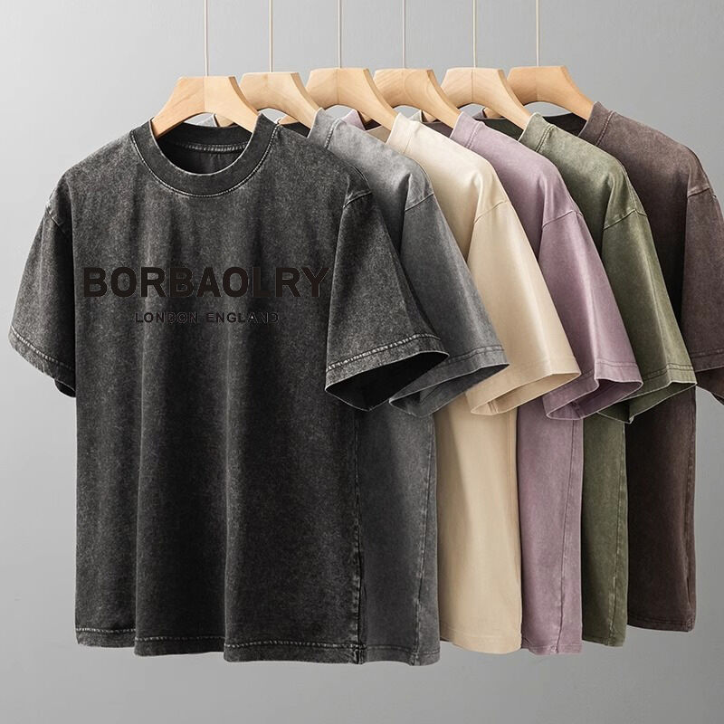 Προσαρμόστε LOGO Τριτομερή ποιότητα βαμβακερό T-shirt πλύση οξέος Μεγάλου μεγέθους Retro Mineral ψηφιακή εκτύπωση βαρύ βάρος vintage t-shirt