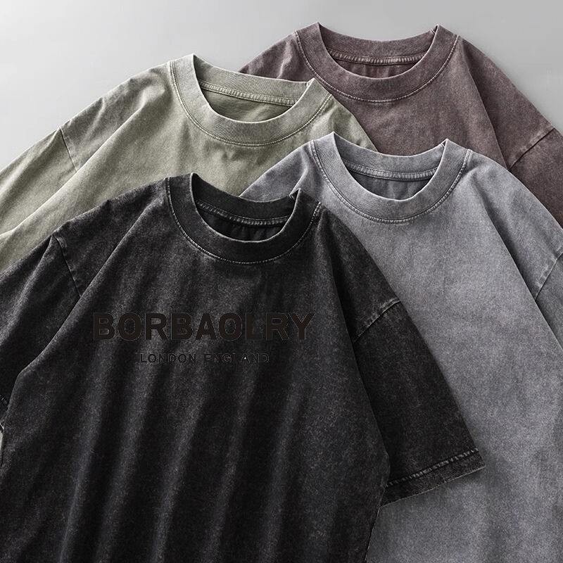 Προσαρμόστε LOGO Τριτομερή ποιότητα βαμβακερό T-shirt πλύση οξέος Μεγάλου μεγέθους Retro Mineral ψηφιακή εκτύπωση βαρύ βάρος vintage t-shirt