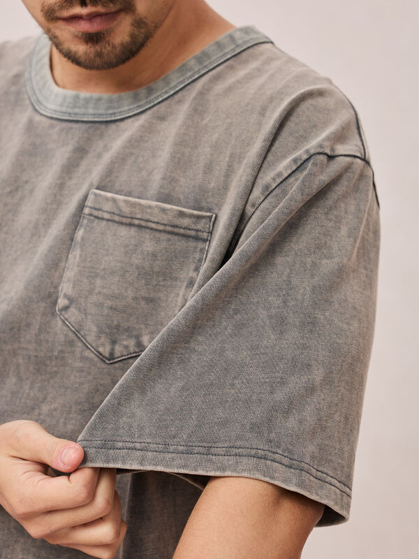 Ανδρικό T-shirt Oversize Μαύρο Βαρέως Τύπου με Vintage Εκτύπωση για Καλοκαίρι (Χονδρική)