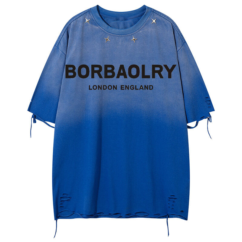 Καλοκαιρινό ξεπλυμένο παλιό oversized vintage street t-shirt με διακοσμητικά κουμπιά, μονόχρωμο, κοντομάνικο, ανδρικό στυλ