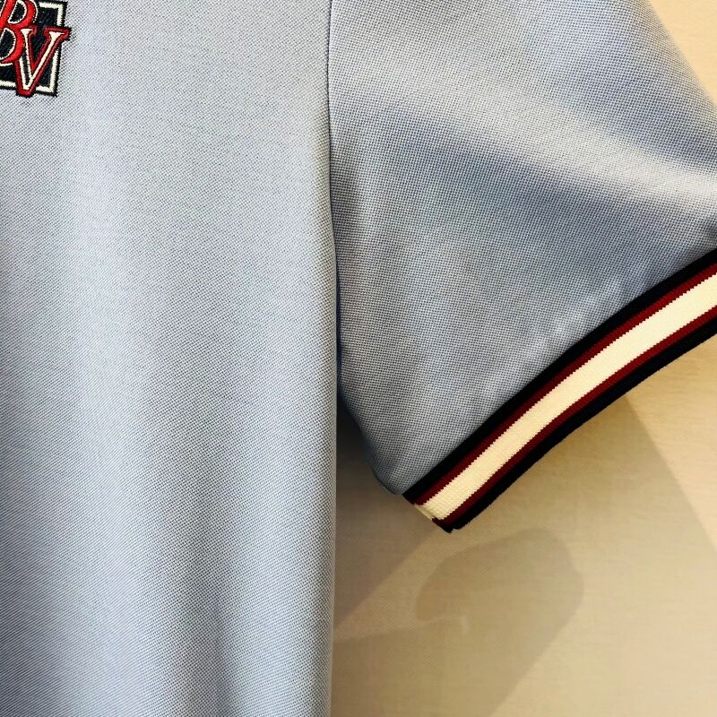 Ανδρικό Πόλο Σακάκι σε Ανοιχτό Μπλε με Αντίθετο Κολάρο & Κεντημένο Λογότυπο, Επιχειρηματικό-Casual Στυλ, Ανδρικά Πόλο Πικέ