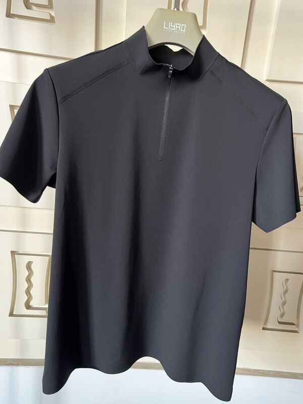 Ανδρικά μπλουζάκια με ψηλό λαιμό και κοντό μανίκι, ελαστικά, γρήγορου στεγνώματος και διαπνέοντα υφάσματα για αθλητικά μπλουζάκια εξωτερικού χώρου