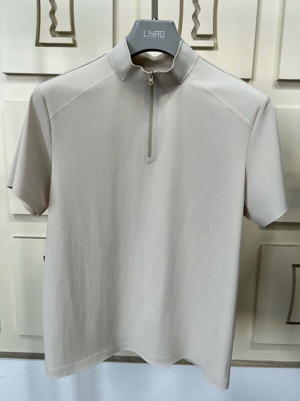 Ανδρικά μπλουζάκια με ψηλό λαιμό και κοντό μανίκι, ελαστικά, γρήγορου στεγνώματος και διαπνέοντα υφάσματα για αθλητικά μπλουζάκια εξωτερικού χώρου