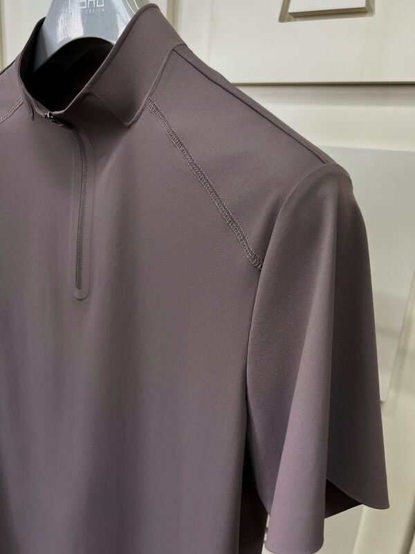 Ανδρικά μπλουζάκια με ψηλό λαιμό και κοντό μανίκι, ελαστικά, γρήγορου στεγνώματος και διαπνέοντα υφάσματα για αθλητικά μπλουζάκια εξωτερικού χώρου