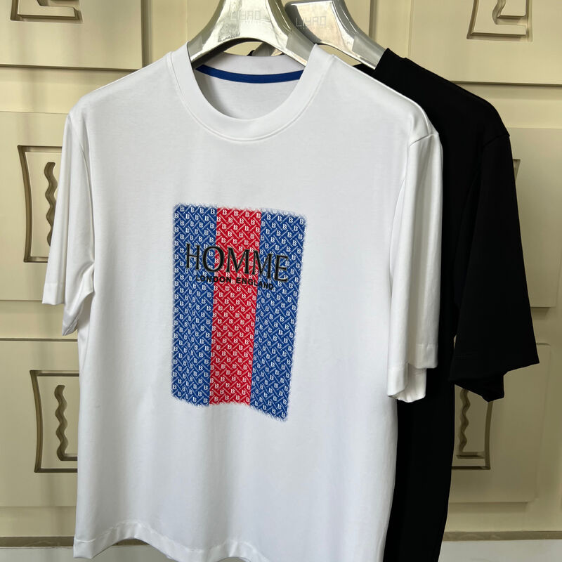 Επικάλυψη Τ-Shirt Τριδιάστατου Στυλ και Γραμμάτων Λούξυ Στρογγυλό Στύλο Τ-Shirt Ανδρών Τζέρσι Κατασκευή