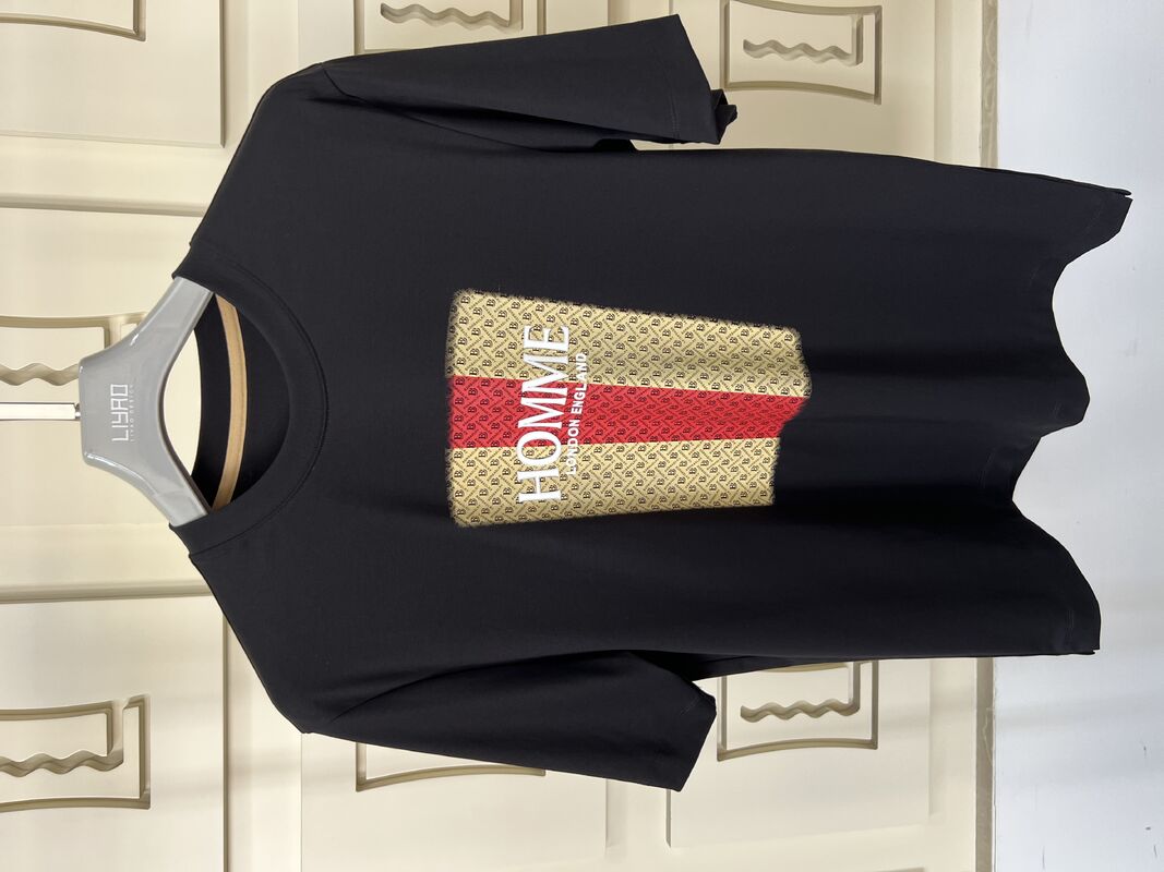 Επικάλυψη Τ-Shirt Τριδιάστατου Στυλ και Γραμμάτων Λούξυ Στρογγυλό Στύλο Τ-Shirt Ανδρών Τζέρσι Κατασκευή