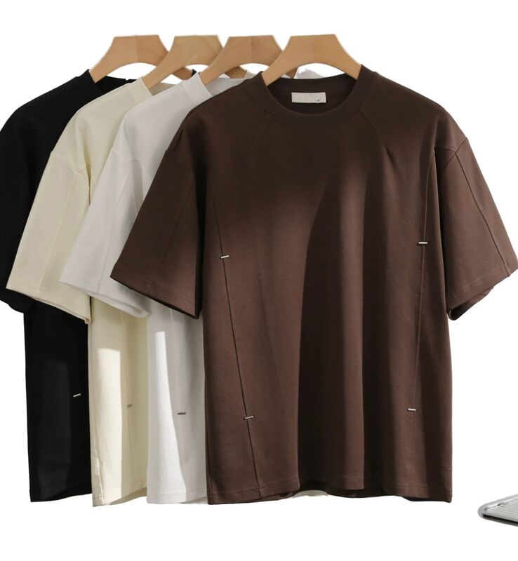 Προσαρμόσιμο ανδρικό κοντομάνικο μπλουζάκι σε άνετη, χαλαρή εφαρμογή, vintage στυλ, μονόχρωμο, casual ένδυμα