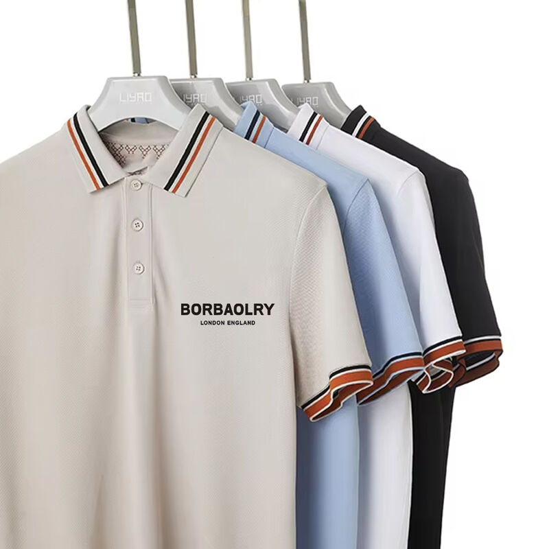 Μακό μπλουζάκια πόλο με ρίγες, γρήγορου στεγνώματος, κοντό μανίκι, τελευταίο σχέδιο για άνδρες, με στάμπα