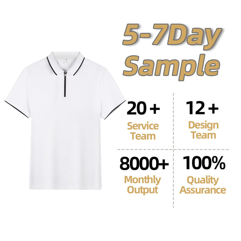Τ-Shirt πορτοκαλί για άνδρες Custom Low MOQ Half-Zip Short Sleeve Breathable Knitted Fabric Character Pattern