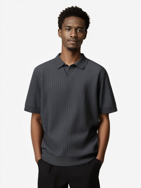 Ανδρικό πόλο μπλουζάκι κατά παραγγελία με κοντό μανίκι, παλιό χρήμα & νέα τάση, καλοκαιρινό βαμβακερό πλεκτό πουλόβερ, μονόχρωμο πλεκτό μπλουζάκι