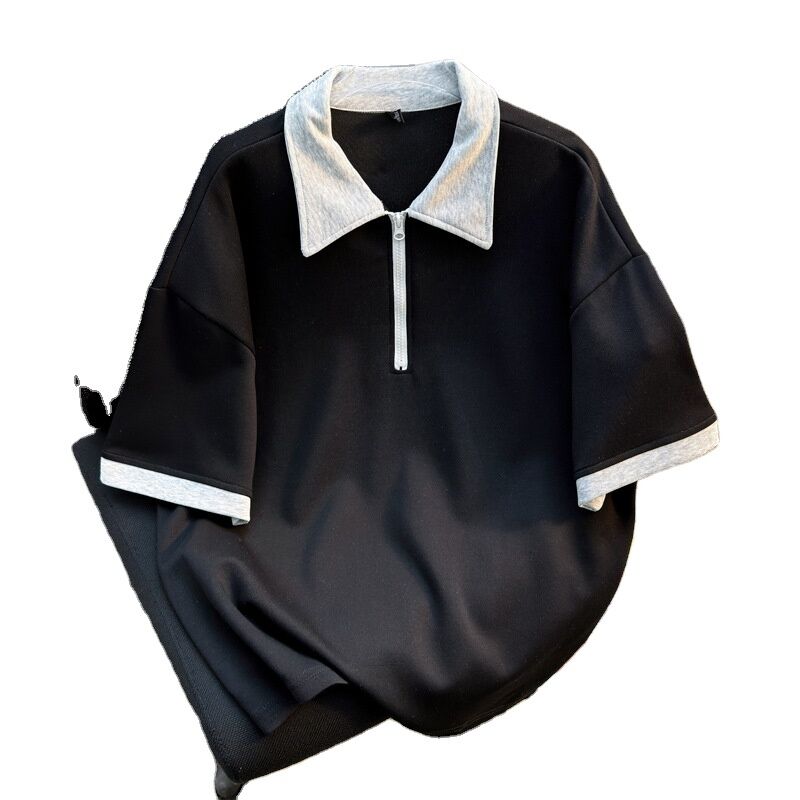 Υψηλής Ποιότητας Χονδρικής Ανδρικών Ρούχων Oversize Μπλουζάκι με Φερμουάρ Κατασκευαστής Άδειες Κοντομάνικες Μπλούζες για Άνδρες