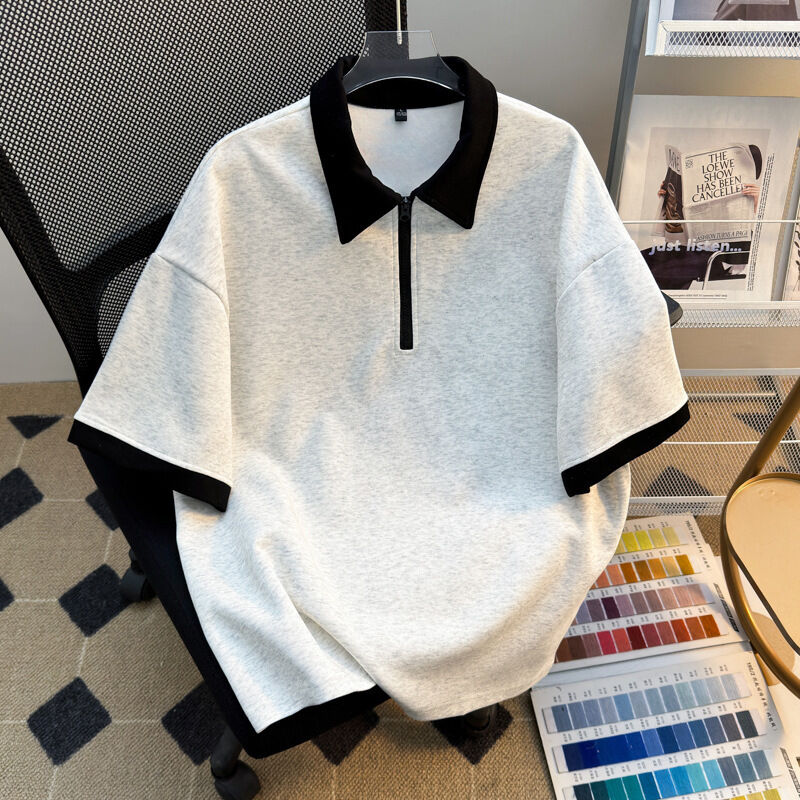 Υψηλής Ποιότητας Χονδρικής Ανδρικών Ρούχων Oversize Μπλουζάκι με Φερμουάρ Κατασκευαστής Άδειες Κοντομάνικες Μπλούζες για Άνδρες