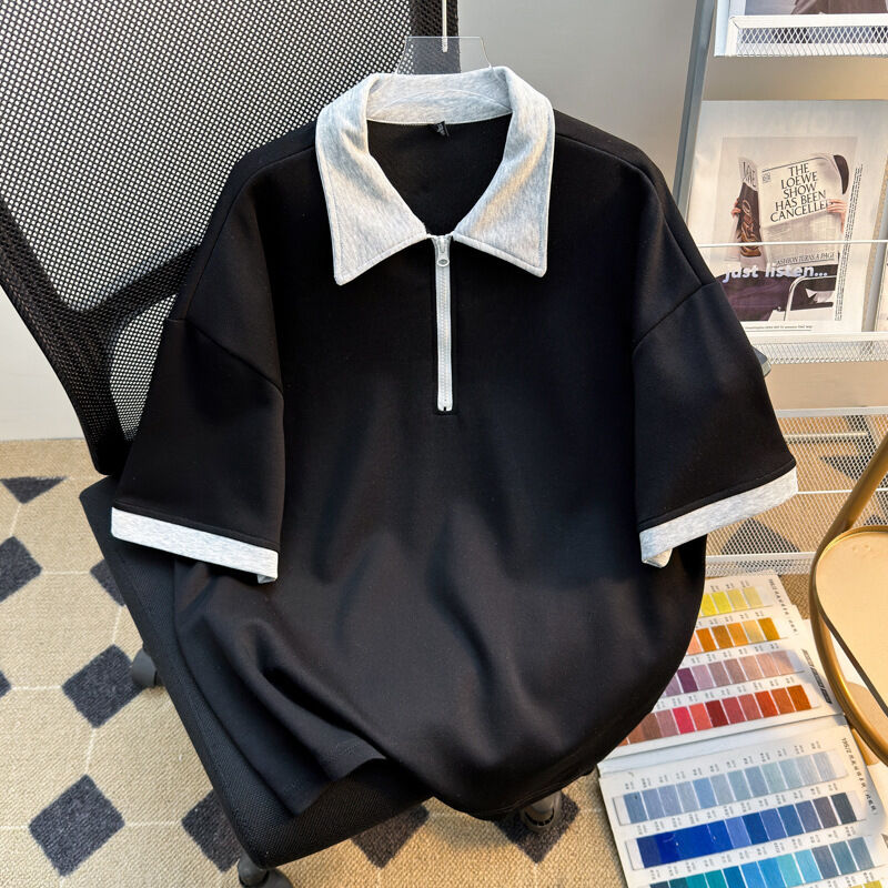 Υψηλής Ποιότητας Χονδρικής Ανδρικών Ρούχων Oversize Μπλουζάκι με Φερμουάρ Κατασκευαστής Άδειες Κοντομάνικες Μπλούζες για Άνδρες