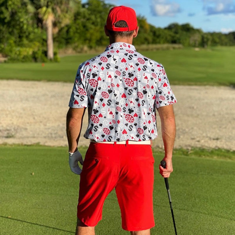 Πολό μπλουζάκι γκολφ υψηλής ποιότητας OEM για άνδρες, πόκερ, Blackjack, κοντομάνικο, ελαστικότητα 4 κατευθύνσεων, ελαφρύ, γρήγορο στέγνωμα, με προσαρμοσμένο λογότυπο