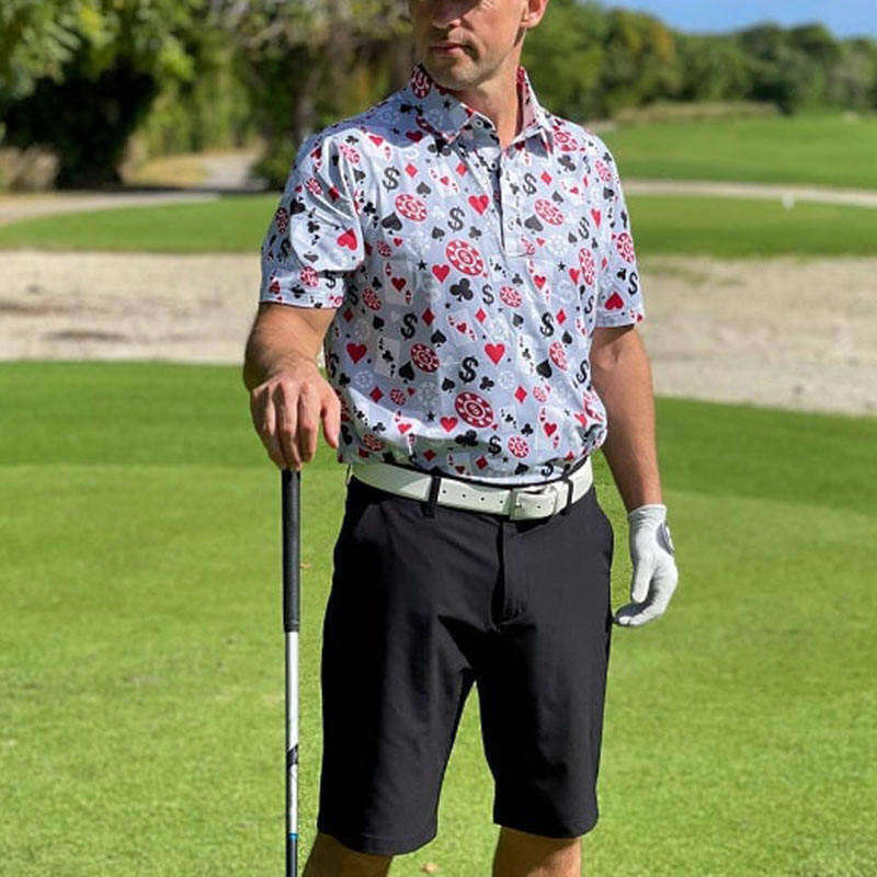 Πολό μπλουζάκι γκολφ υψηλής ποιότητας OEM για άνδρες, πόκερ, Blackjack, κοντομάνικο, ελαστικότητα 4 κατευθύνσεων, ελαφρύ, γρήγορο στέγνωμα, με προσαρμοσμένο λογότυπο