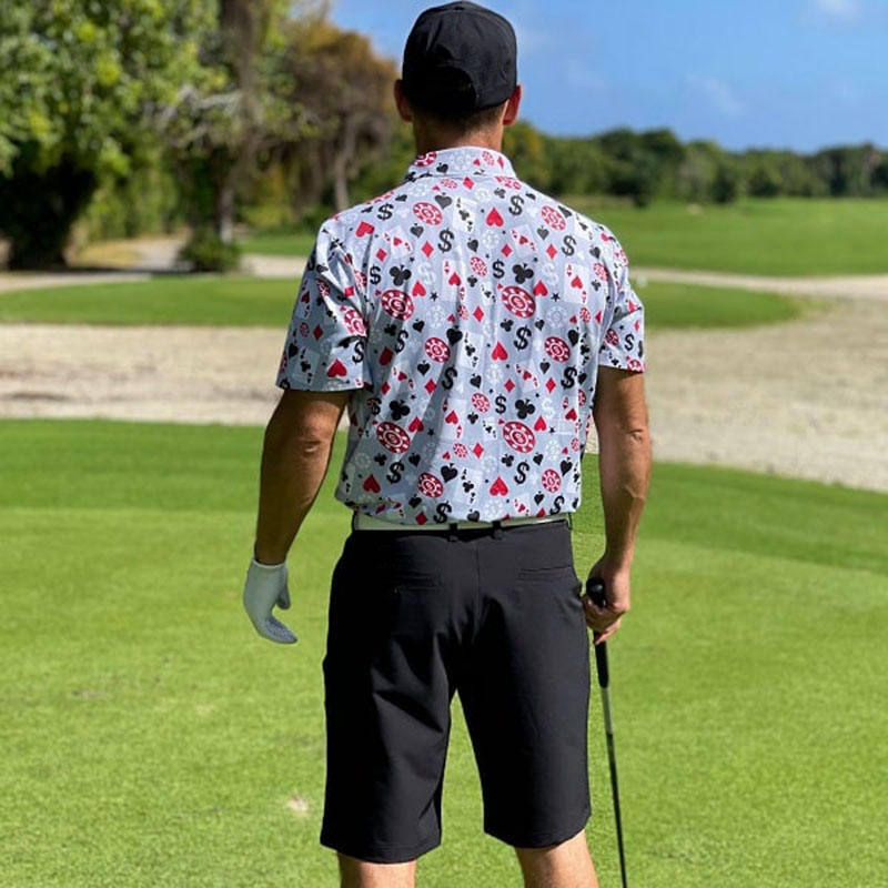 Πολό μπλουζάκι γκολφ υψηλής ποιότητας OEM για άνδρες, πόκερ, Blackjack, κοντομάνικο, ελαστικότητα 4 κατευθύνσεων, ελαφρύ, γρήγορο στέγνωμα, με προσαρμοσμένο λογότυπο