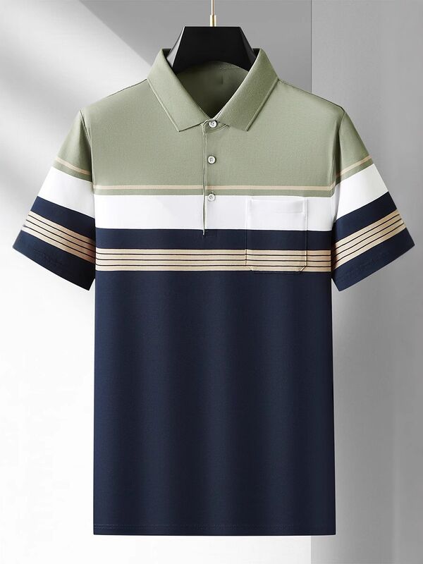 Καλοκαιρινό βραχυμανίκια Polo μπλουζάκια για επιχειρήσεις T-shirt για άνδρες Thin Lapel Business Casual Trend