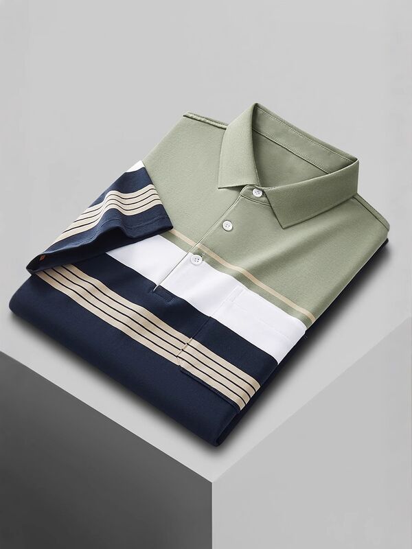 Καλοκαιρινό βραχυμανίκια Polo μπλουζάκια για επιχειρήσεις T-shirt για άνδρες Thin Lapel Business Casual Trend