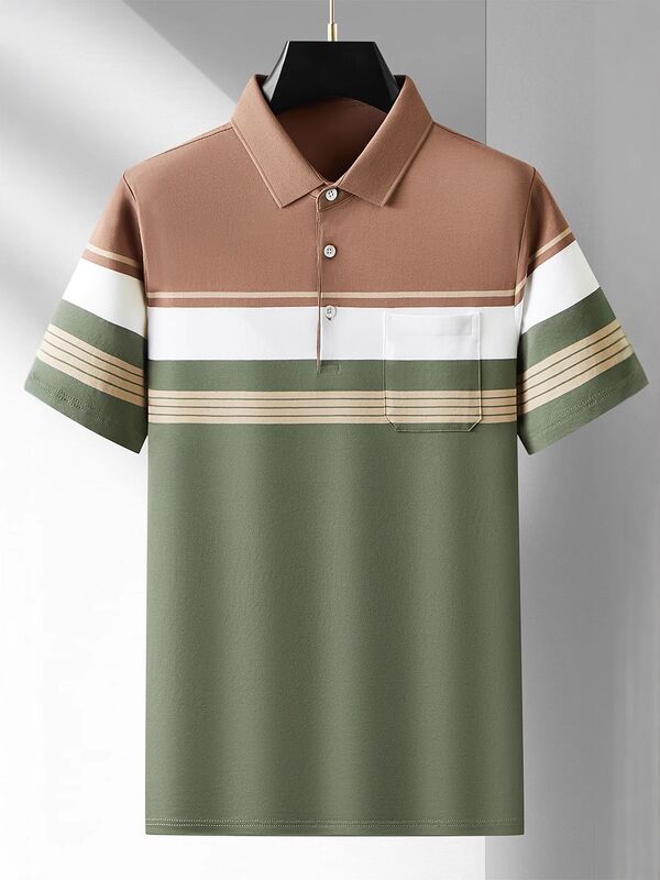 Καλοκαιρινό βραχυμανίκια Polo μπλουζάκια για επιχειρήσεις T-shirt για άνδρες Thin Lapel Business Casual Trend