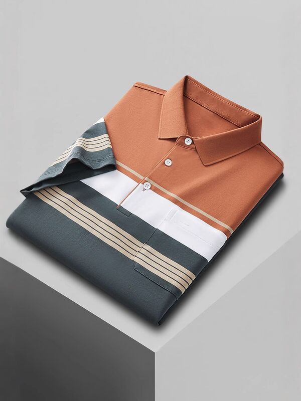 Καλοκαιρινό βραχυμανίκια Polo μπλουζάκια για επιχειρήσεις T-shirt για άνδρες Thin Lapel Business Casual Trend