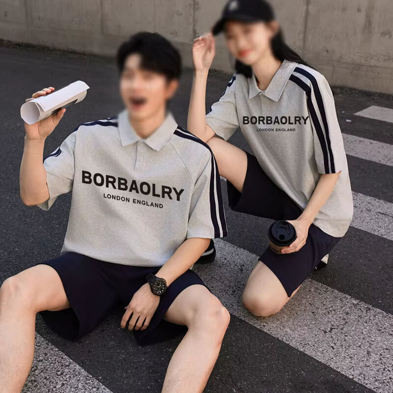 Καλοκαιρινό ανδρικό βραχυπέλεμο για μπλουζάκι πολό κολάρο με μισό μανίκι μπλουζάκι κομψό πλεκτό γράμμα