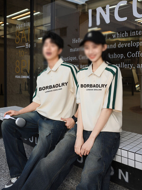 Καλοκαιρινό ανδρικό βραχυπέλεμο για μπλουζάκι πολό κολάρο με μισό μανίκι μπλουζάκι κομψό πλεκτό γράμμα